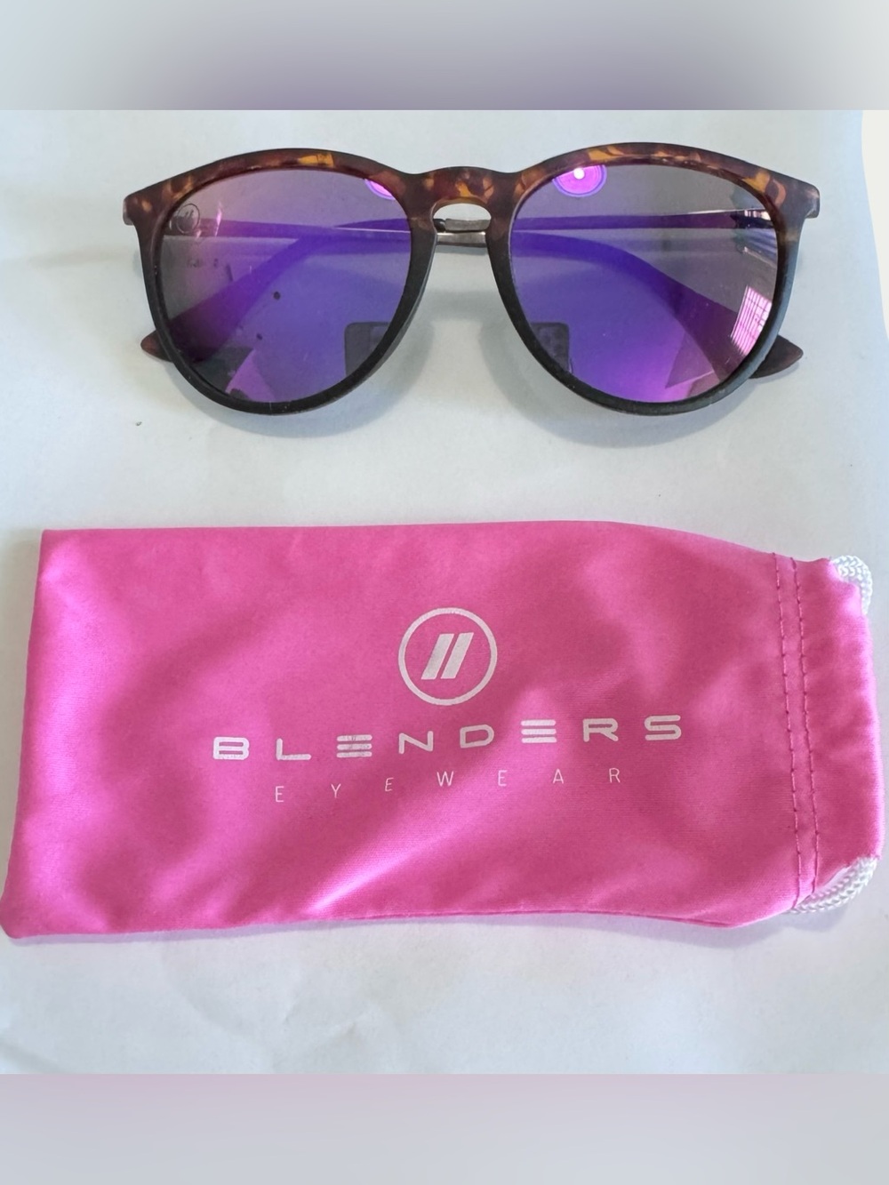 Blenders Women’s Tortoise Frame Sunglasses with Purple Mirrors